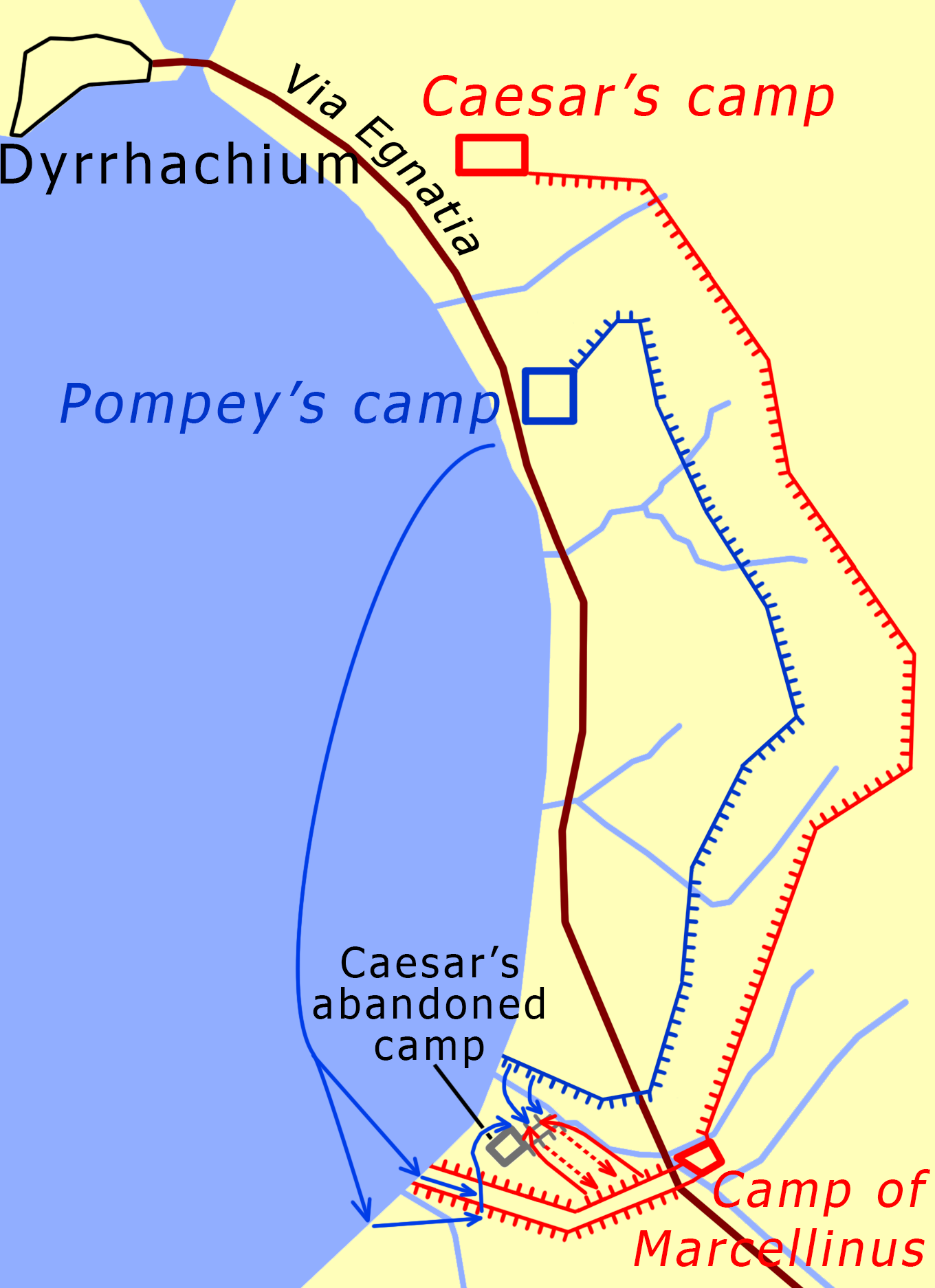 Crosses into Macedonia against Pompey