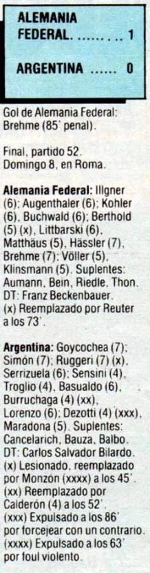 World Cup final against West Germany