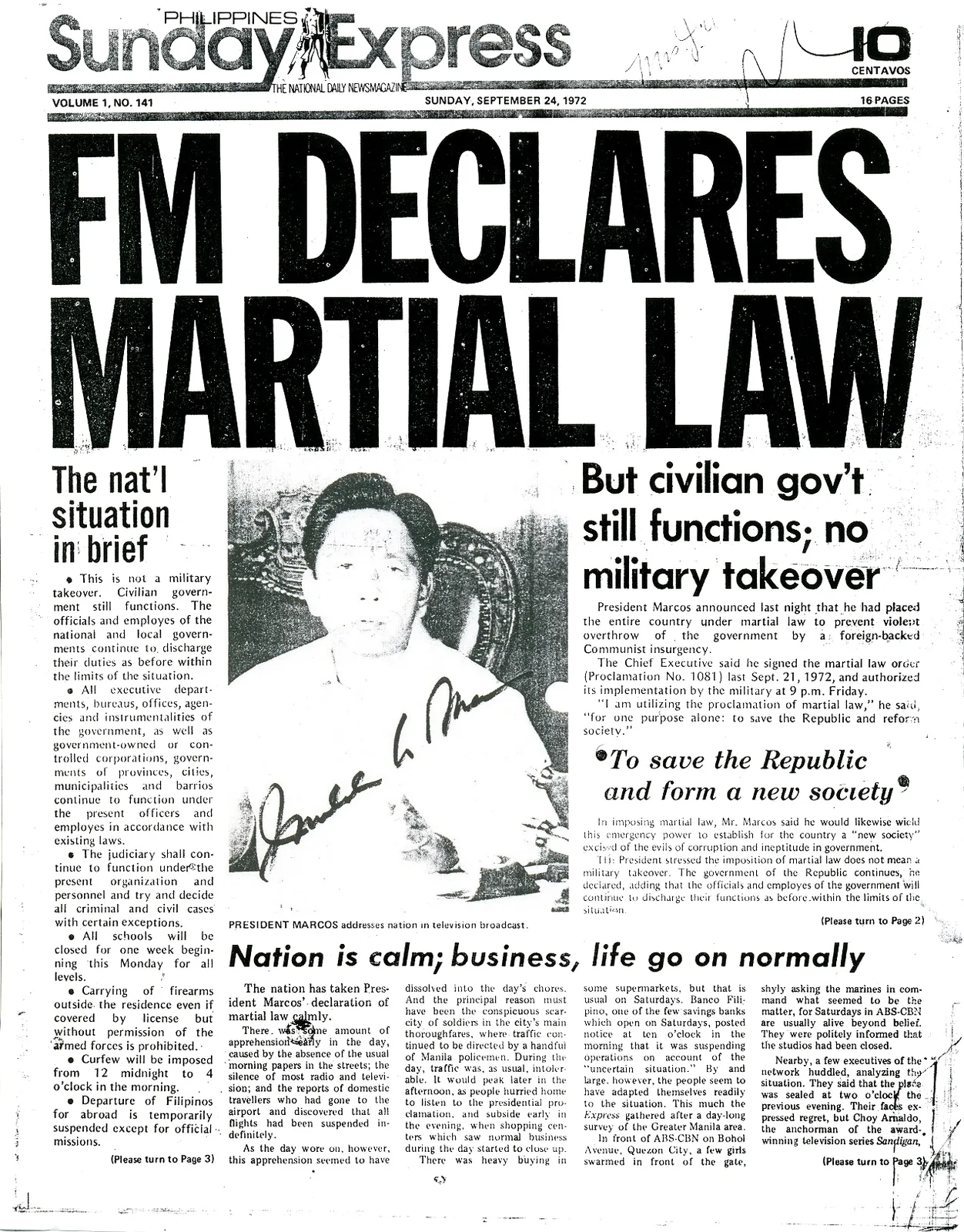 Declaration of martial law