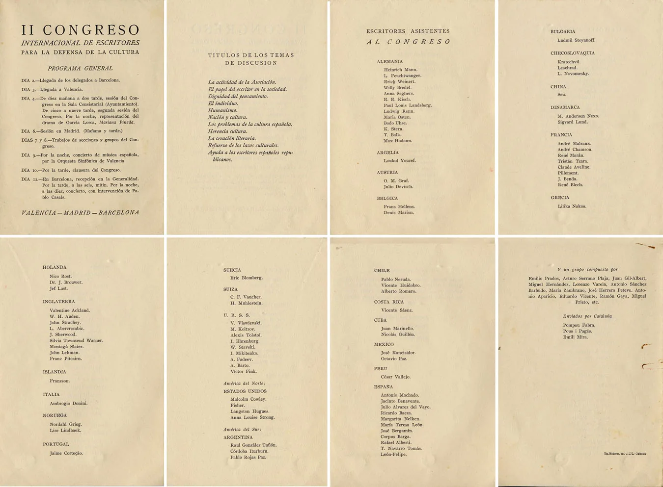Second International Writers' Congress in Barcelona
