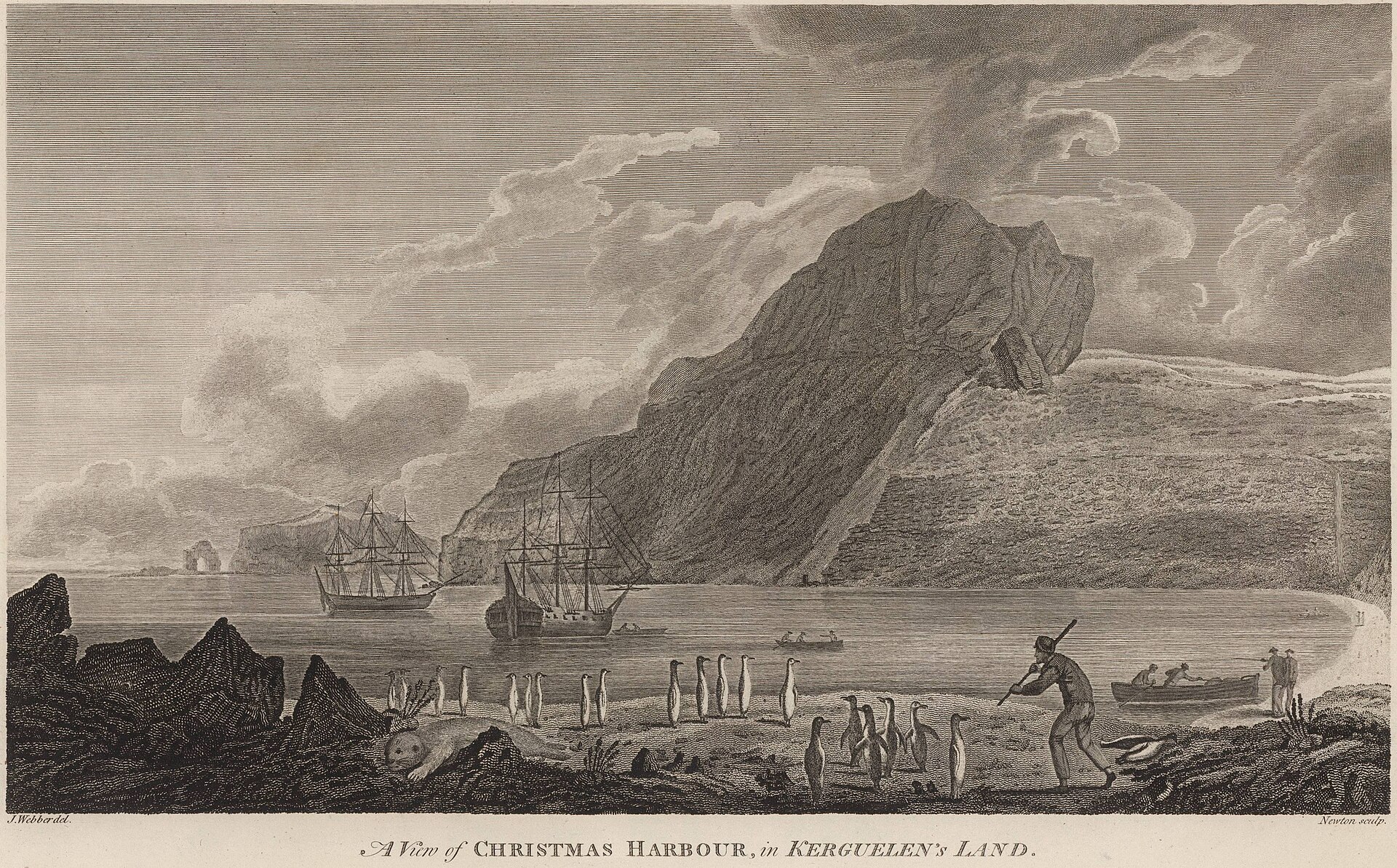 Goes ashore at Kerguelen