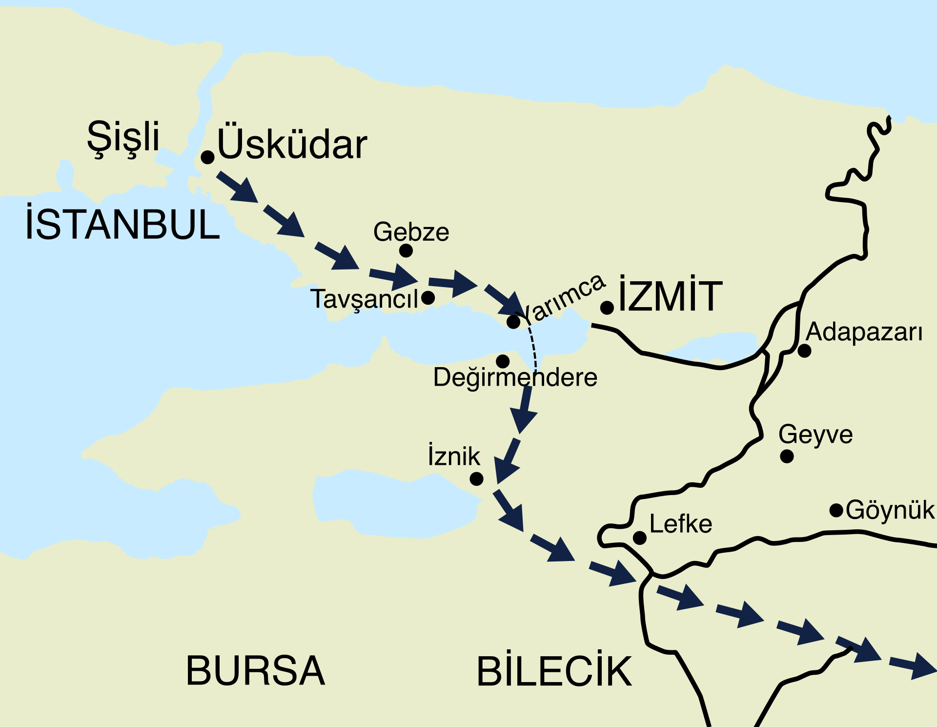Departs Istanbul aboard Bandırma